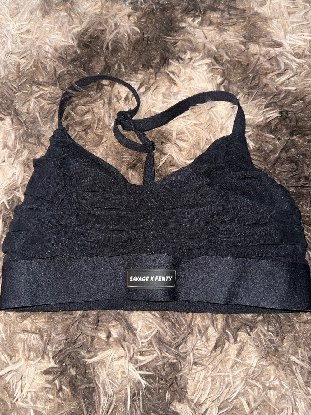 Savage X Fenty Black Ruching Stretch Bralette